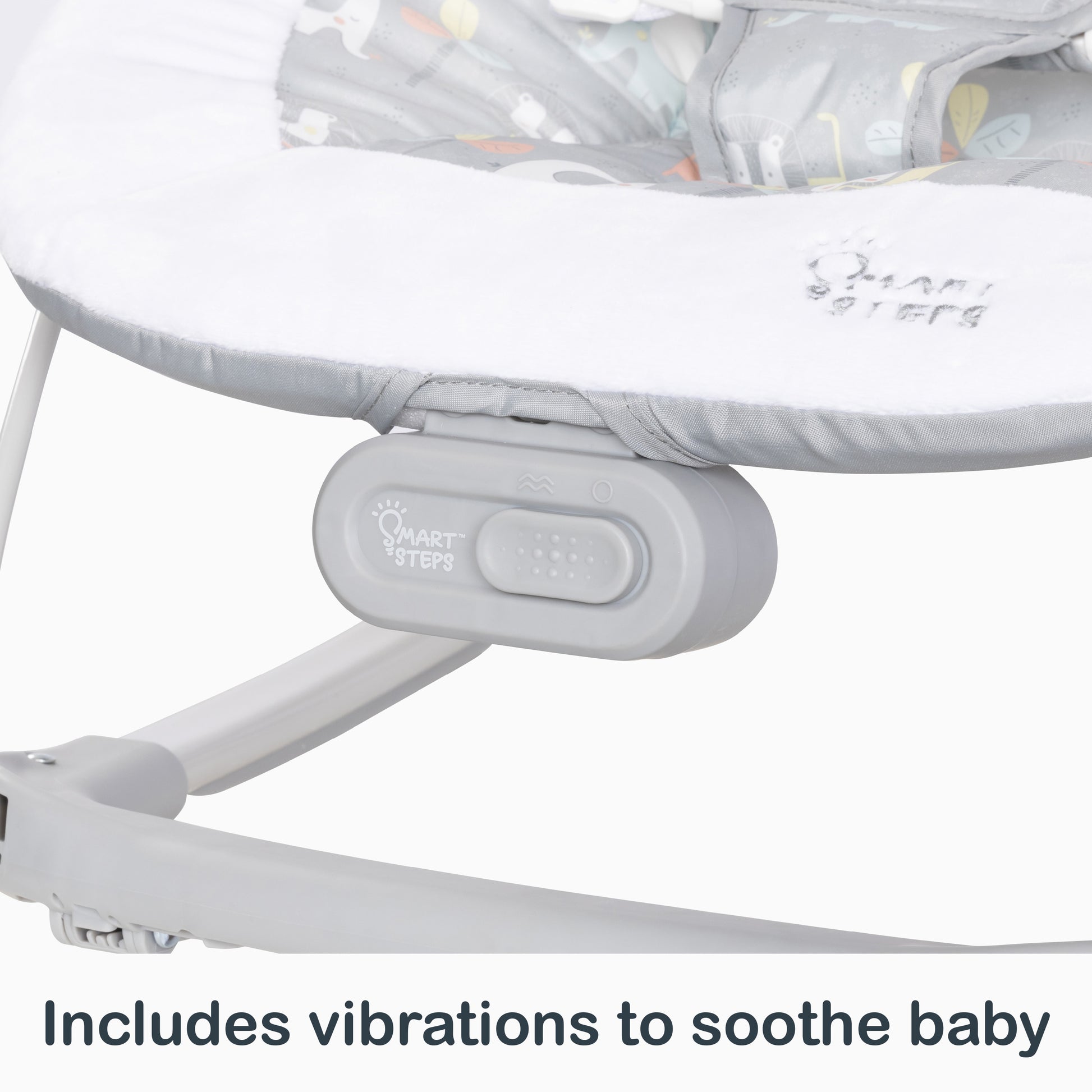 Includes vibrations to soothe baby on the Smart Steps My First Rocker 2 Bouncer