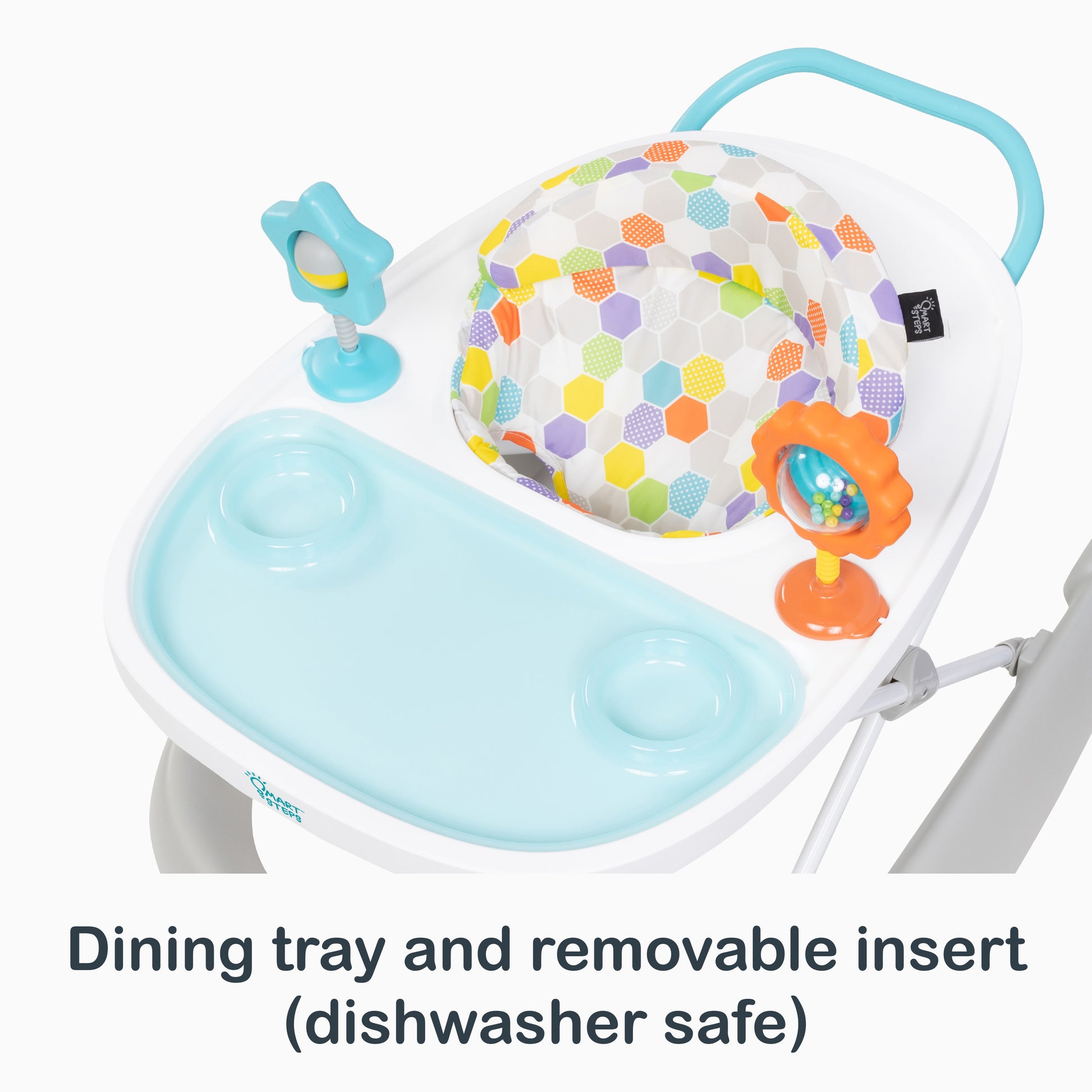 Dining tray and removable insert of the Smart Steps Dine N’ Play 3-in-1 Feeding Walker
