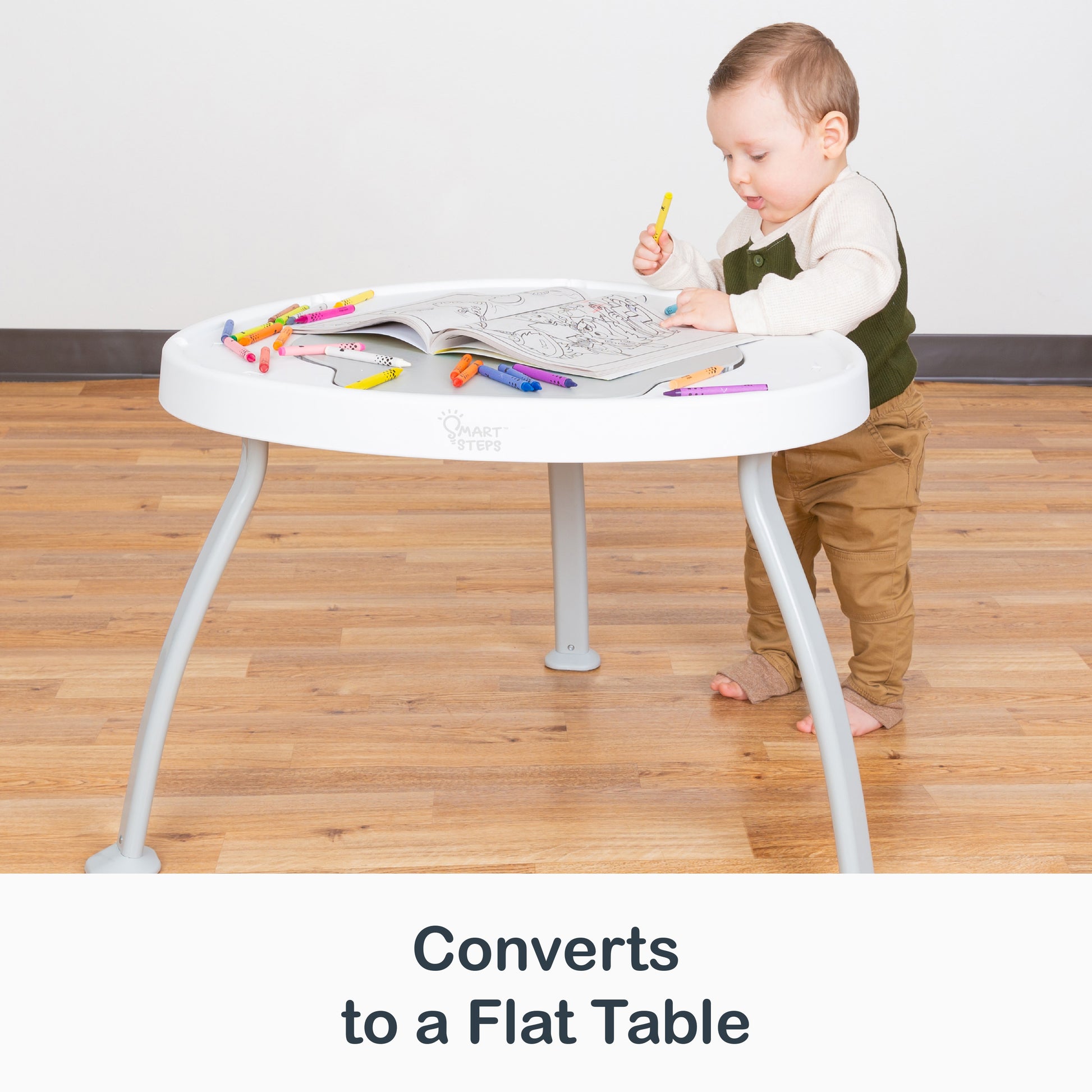 Smart Steps by Baby Trend Bounce N’ Play 3-in-1 Activity Center converts to a flat table