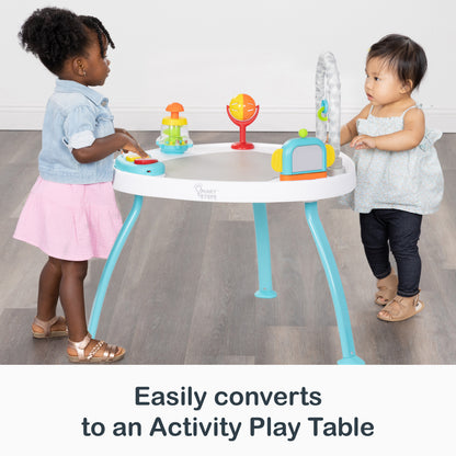 Two children easily converts to an activity play table with the Smart Steps Bounce N’ Play 3-in-1 Activity Center