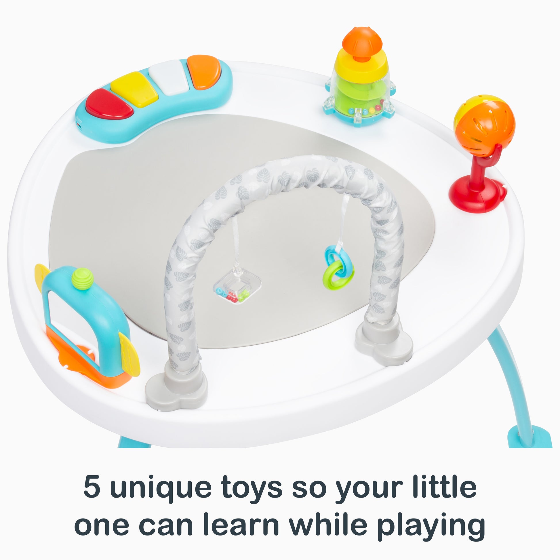 Smart Steps Bounce N’ Play 3-in-1 Activity Center five unique toys so your little one can learn while playing 