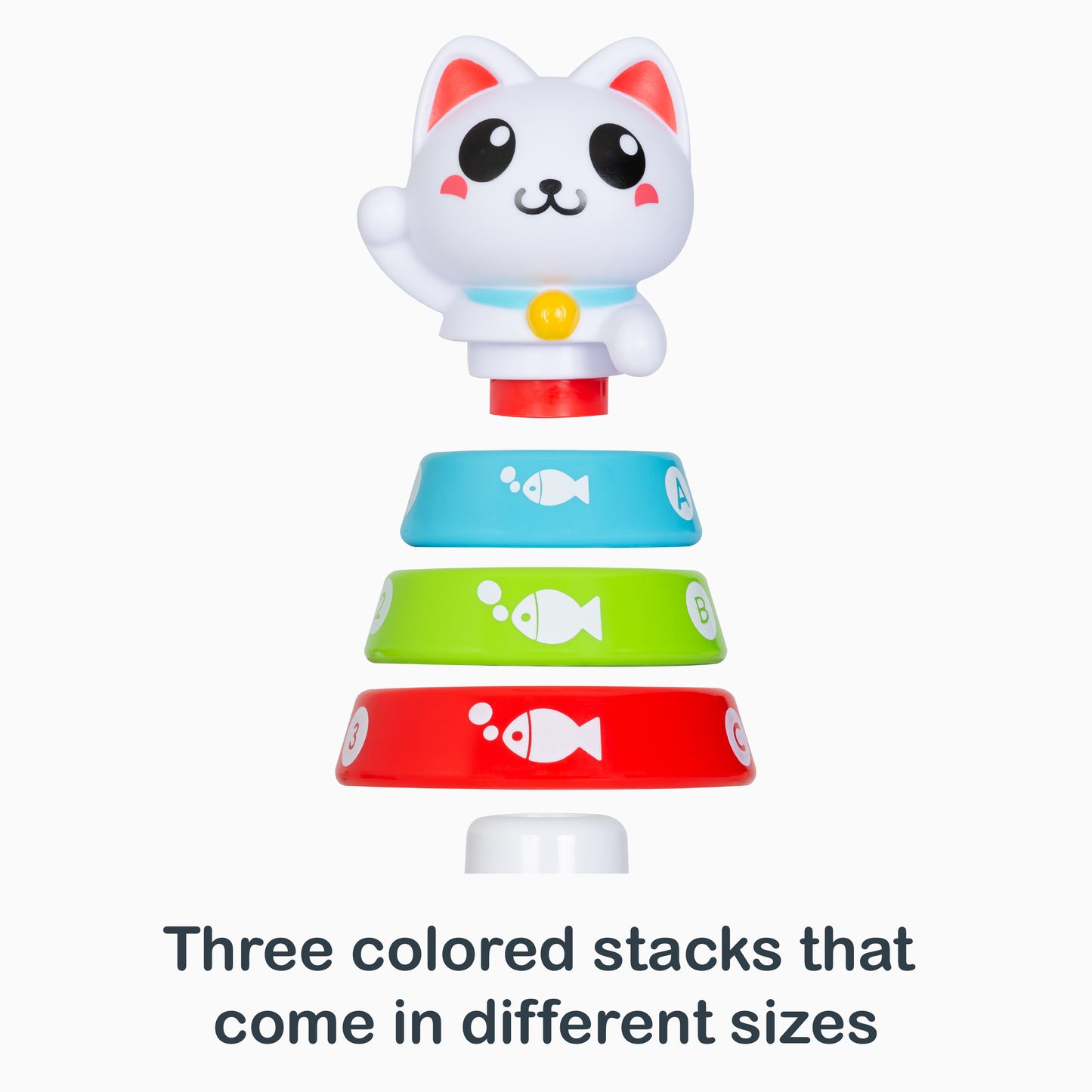 Three colored stacks that come in different sizes with Smart Steps Stack-a-Cat