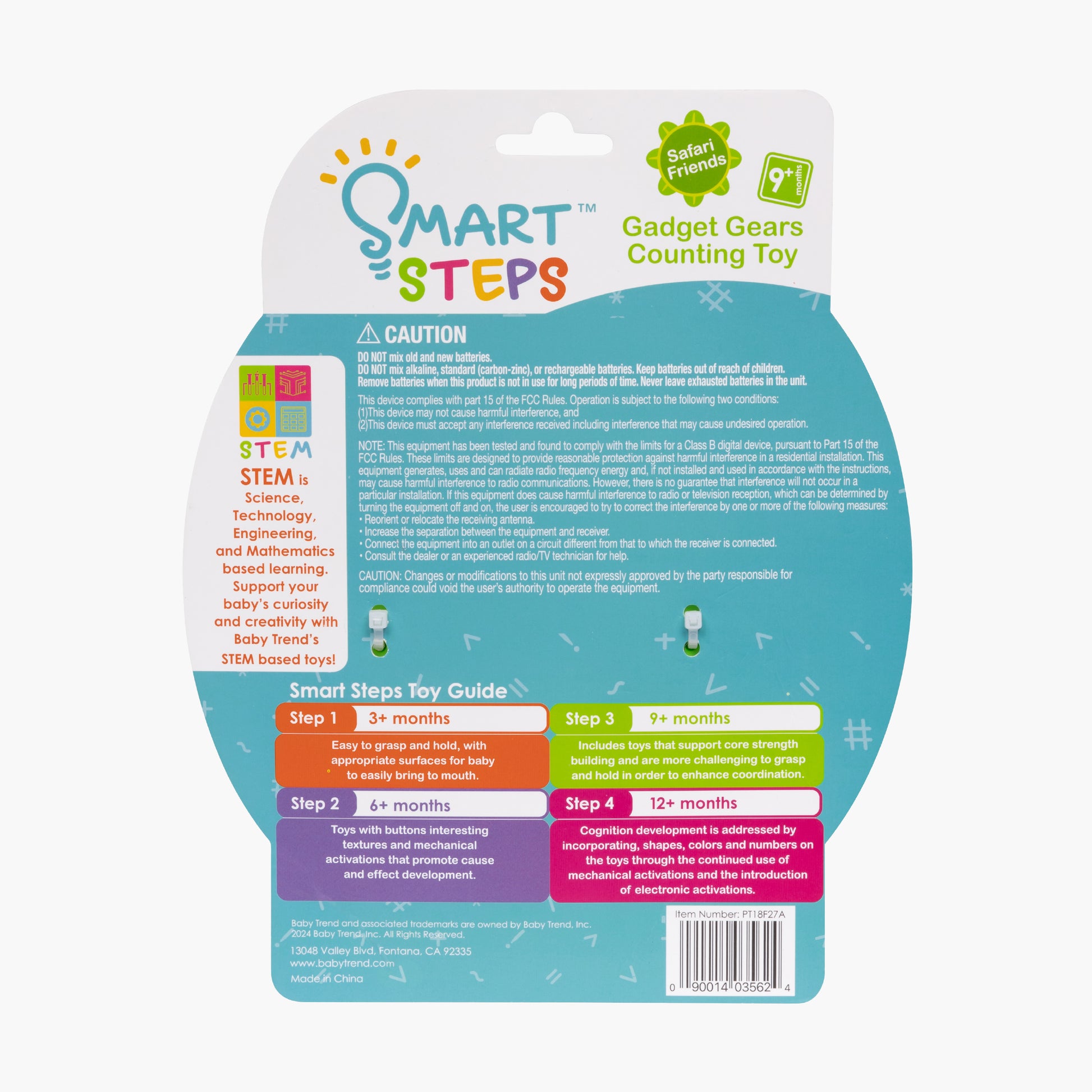 Smart Steps Gadget Gears Counting Toy back view of the packaging