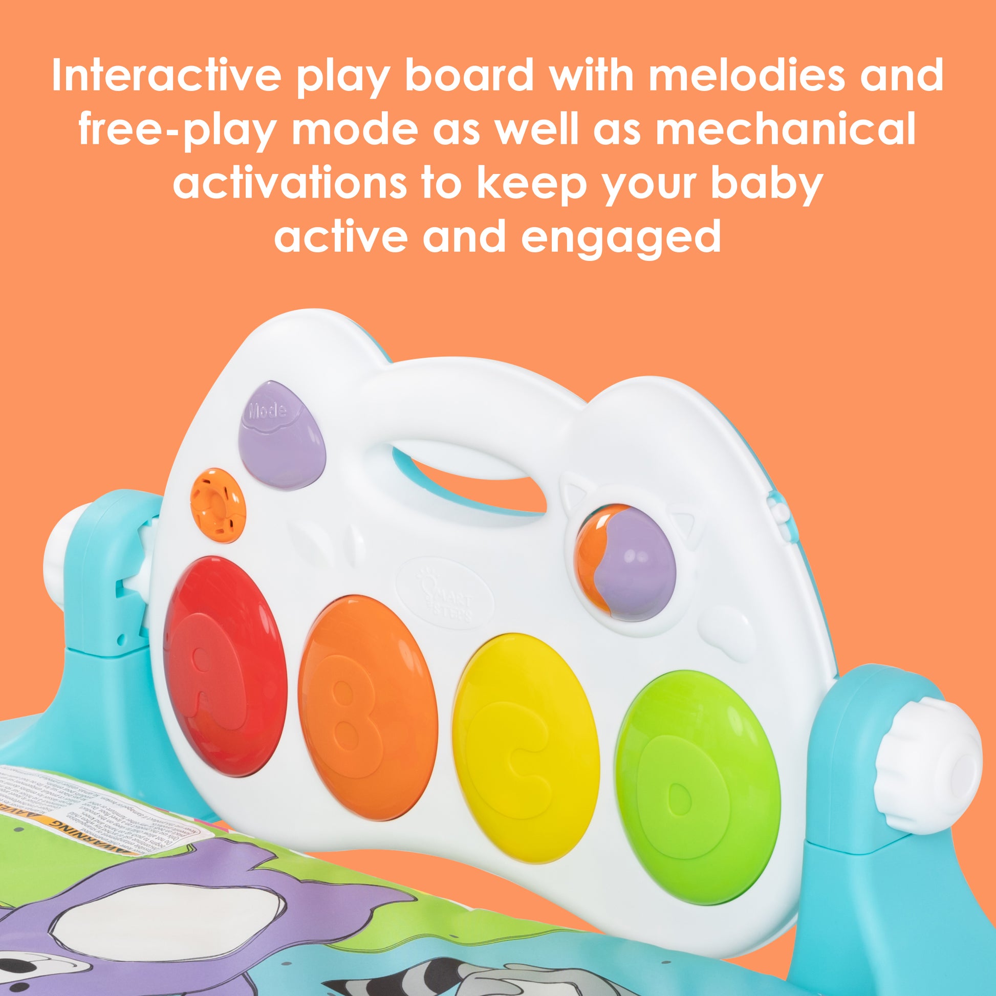 Smart Steps Musical STEM Gym interactive play board with melodies and free-play mode as well as mechanical activations