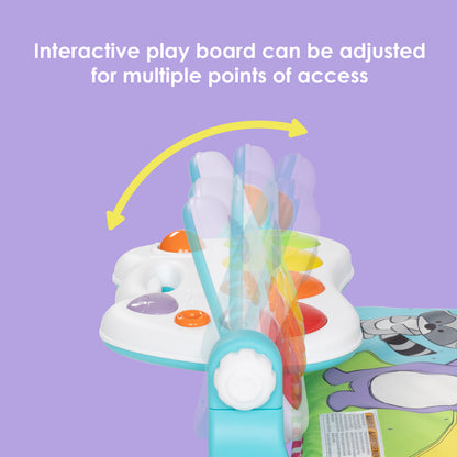 Smart Steps Musical STEM Gym interactive play board can be adjusted for multiple points of access