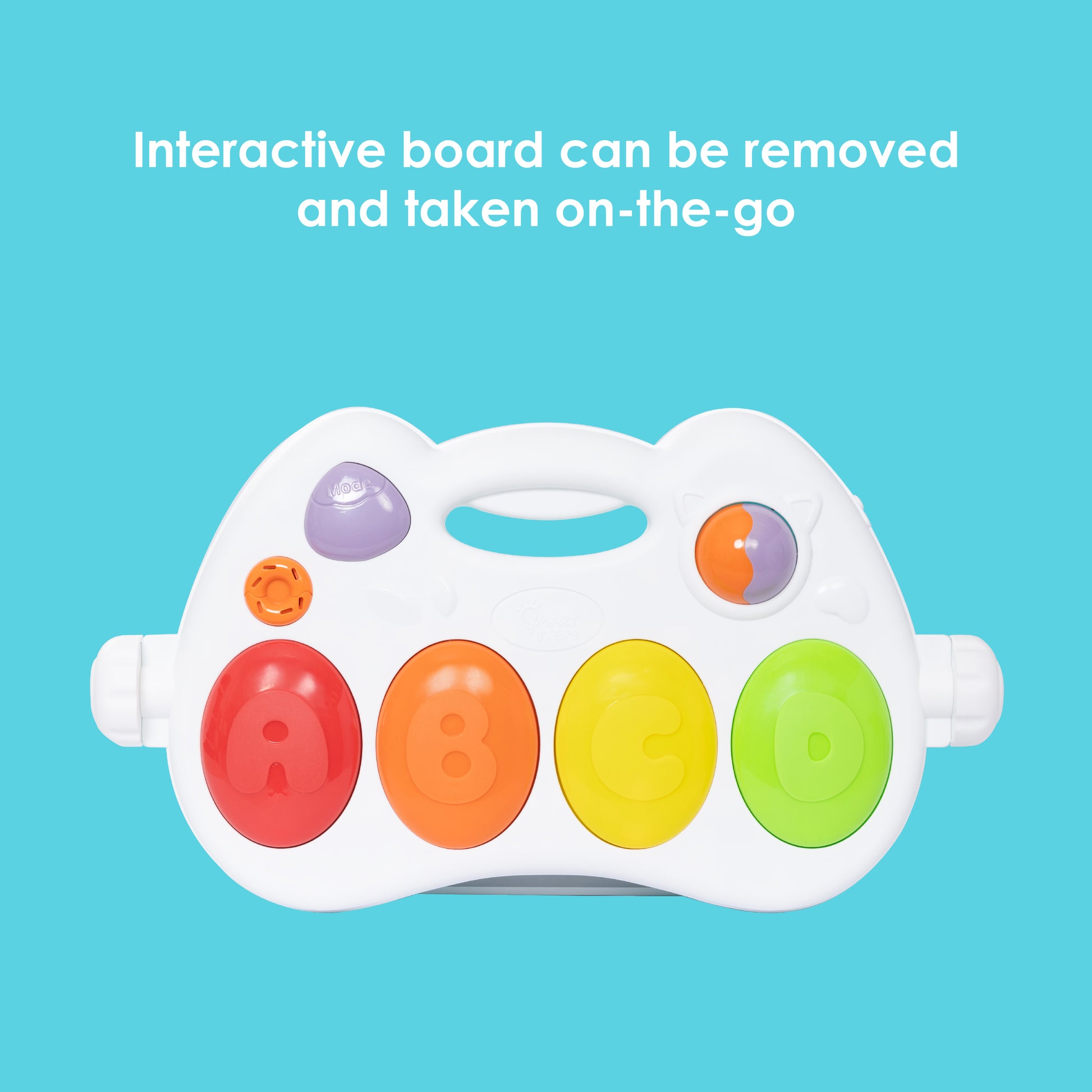 Smart Steps Musical STEM Gym interactive board can be removed and taken on the go