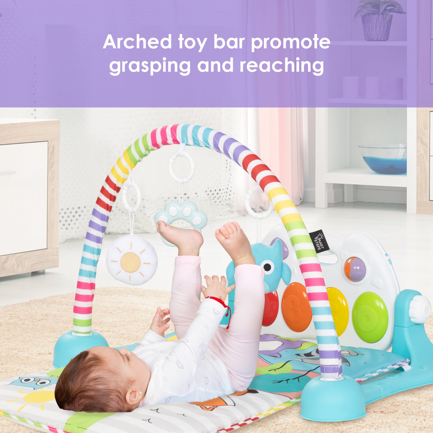 Smart Steps Musical STEM Gym arched toy bar promote grasping and reaching