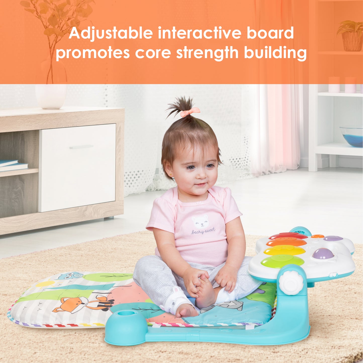 Smart Steps Musical STEM Gym adjustable interactive board promotes core strength building