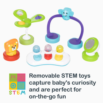 Removable STEM toys capture baby's curiosity and are perfect for on-the-go fun of the Smart Steps Bounce N' Glide 3-in-1 Activity Center Walker