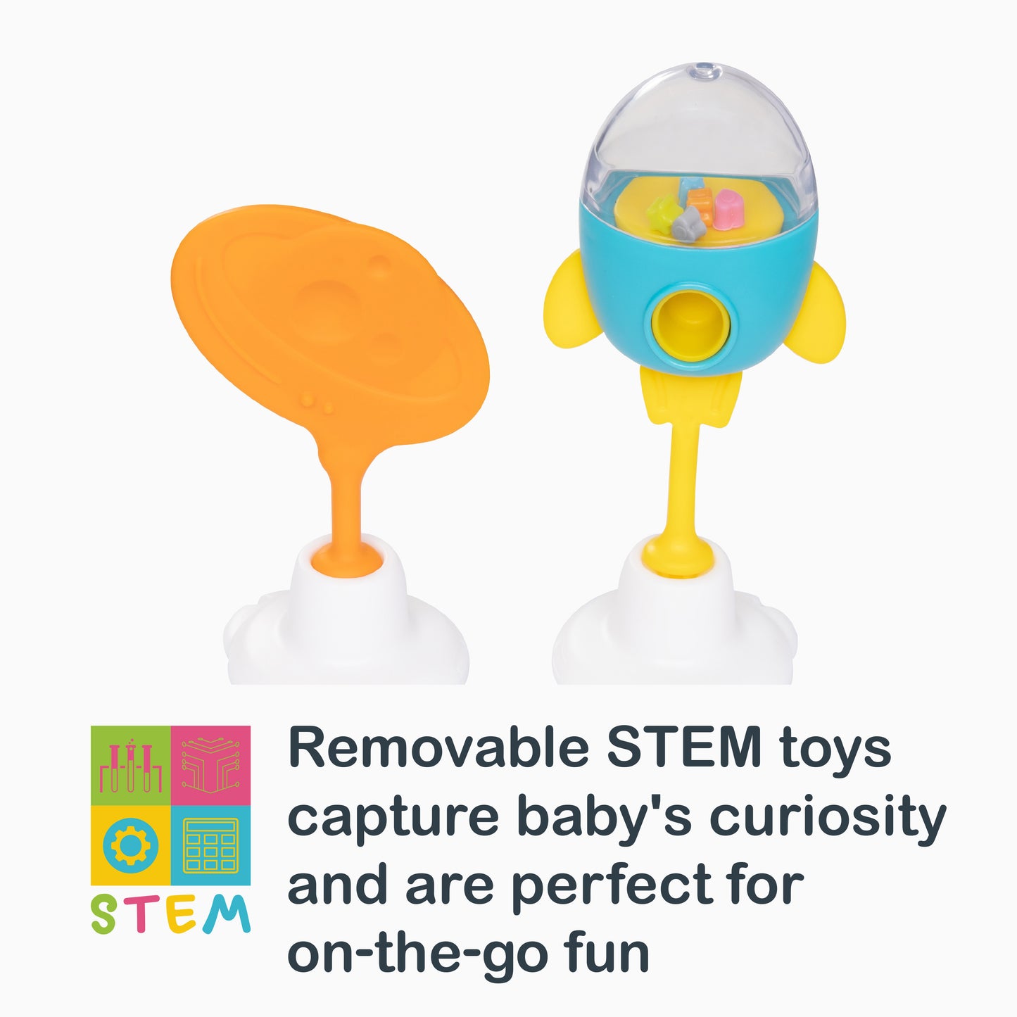 Removable STEM toys capture baby's curiosity and are perfect for on-the-go fun of the Smart Steps Trend Activity Walker