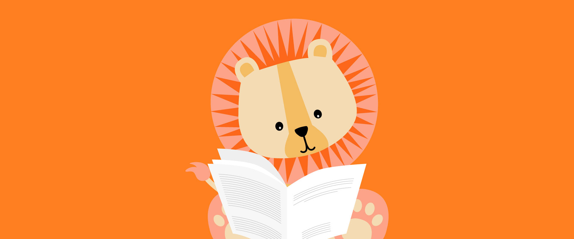A lion is reading illustrations
